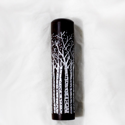 새김소리 수제 원형 목도장 - 자작나무
