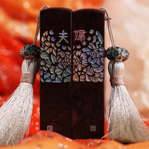 새김소리 장식 수제도장 - 연꽃삶 커플도장(C형 1.5cm)